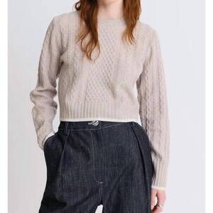 NEW MATTHEW BRUCH women's cable knit sweater in camel